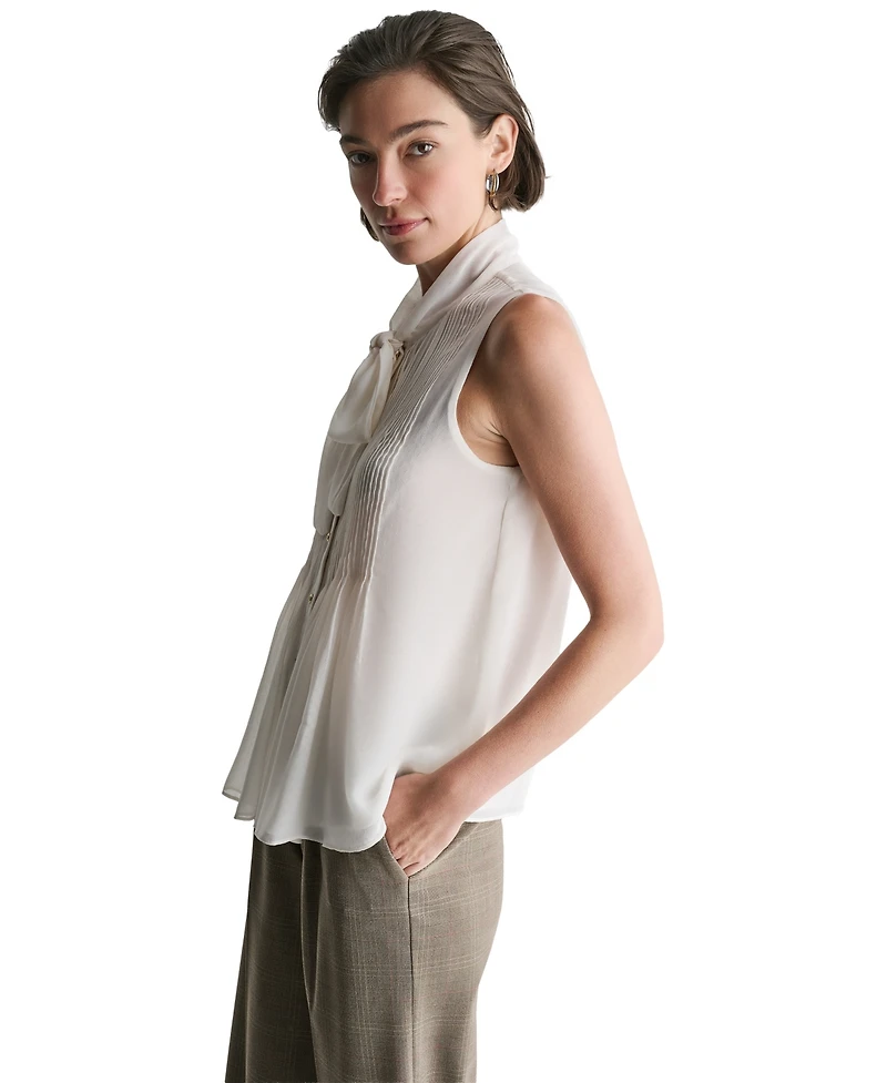 Bcbg Women's Tie Neck Sleeveless Blouse