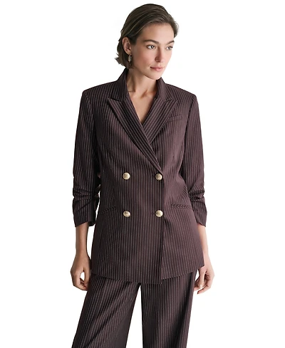 Bcbg Women's Long Double-Breasted Peak-Lapel Blazer