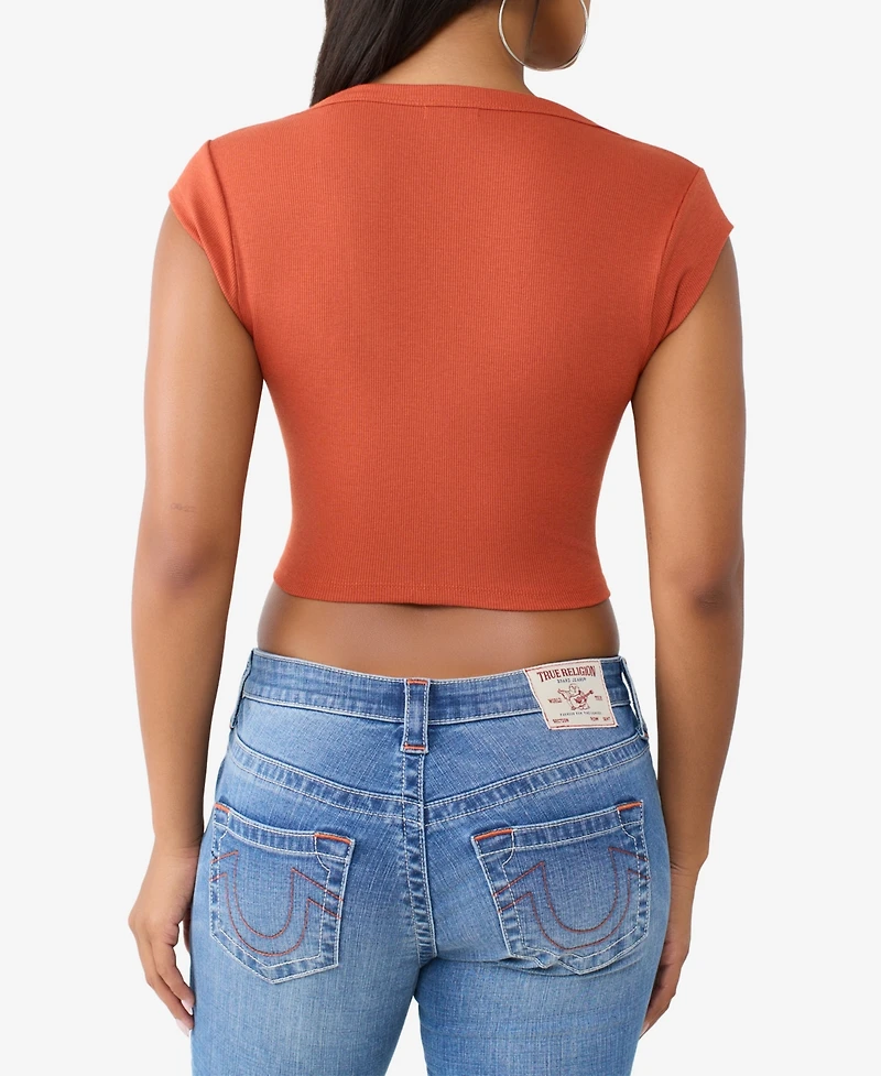 True Religion Women's Heritage Rib Notch T-Shirt