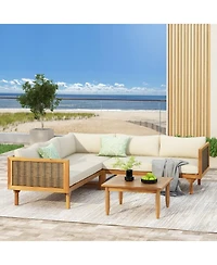 Streamdale Furniture Acacia Wood Sectional Seating Group with Cushions