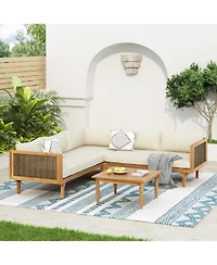 Streamdale Furniture Acacia Wood Sectional Seating Group with Cushions