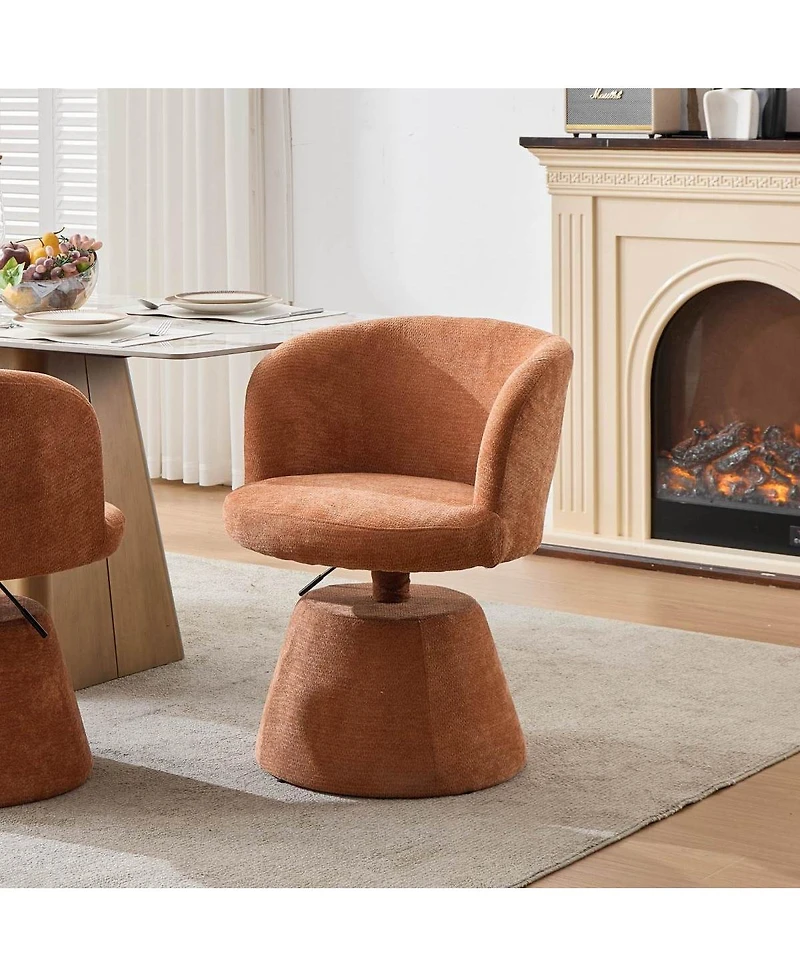 Streamdale Furniture Streamdale Adjustable Swivel Chenille Bar Stool Modern Round Accent Chair Terracotta