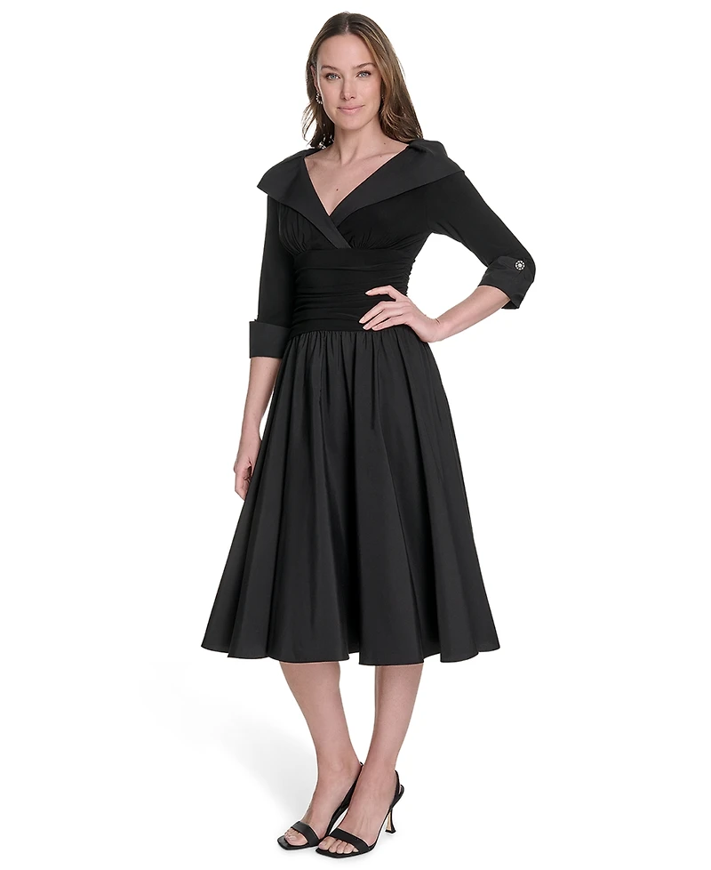 Jessica Howard Women's Surplus Bodice Ruched Waist Dress