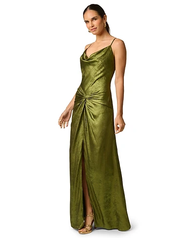 Adrianna Women's Cowl Neck Foiled Chiffon Maxi Dress