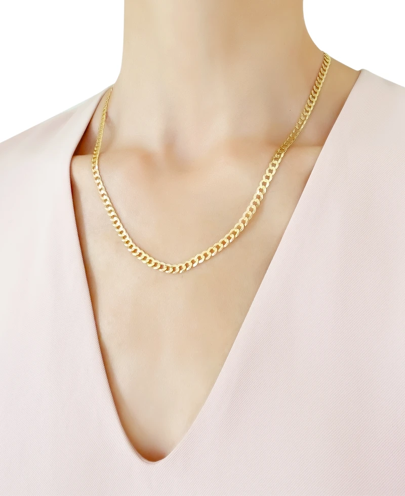 Italian Gold Solid Curb Chain 20" Necklace in 10k Yellow Gold