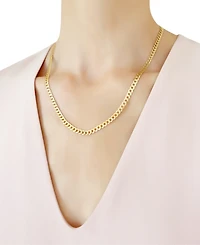 Italian Gold Solid Curb Chain 20" Necklace in 10k Yellow Gold