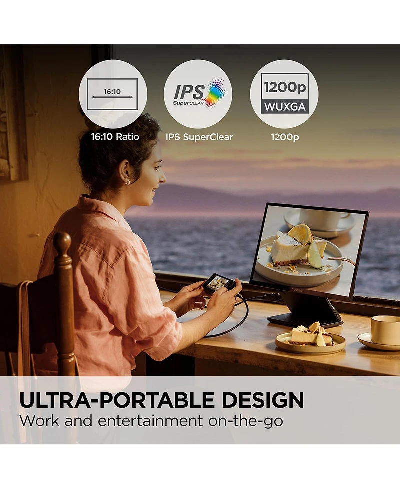 ViewSonic VP1656 16" 16:10 Wuxga Portable Usb-c Ips Led Monitor