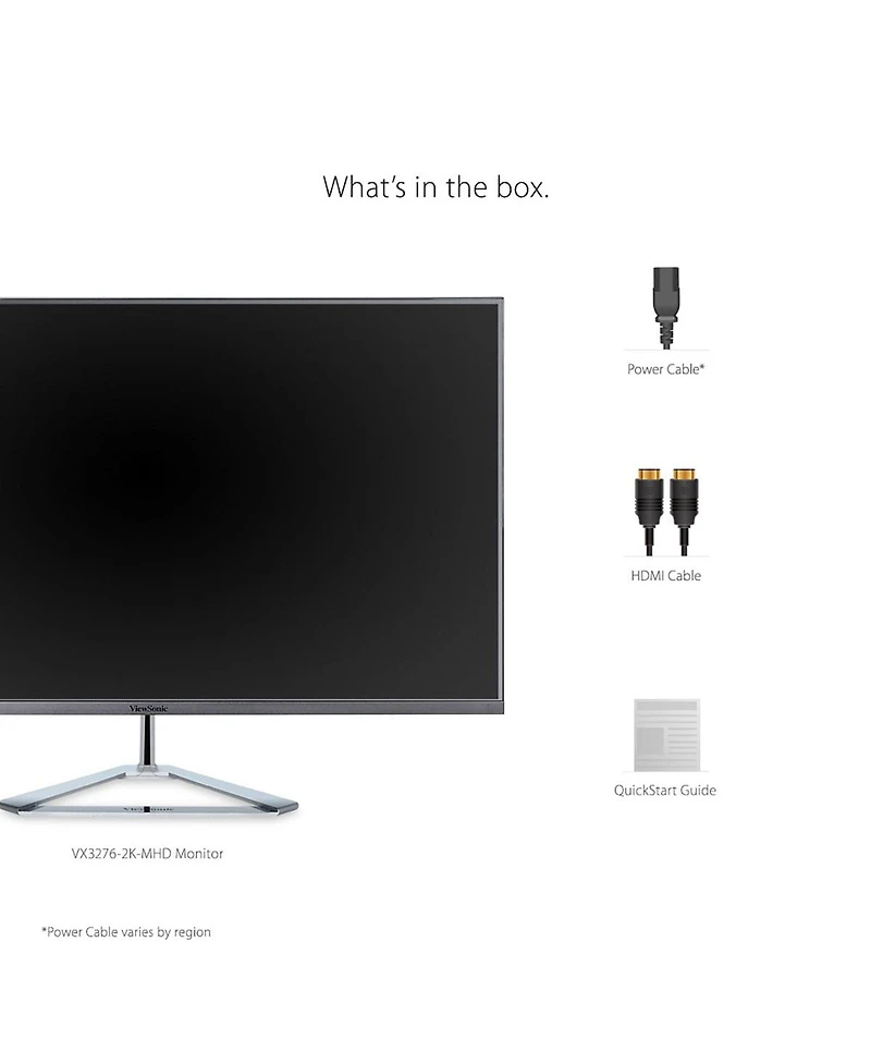 ViewSonic 32" VX3276-2K-mhd Wqhd Ips Frameless Computer Monitor with Built-in Speakers