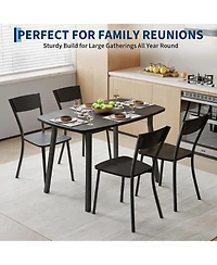 homfan 5 Dining Table Set, 43 Inch Kitchen and Chairs, Square Set with Rounded Corners