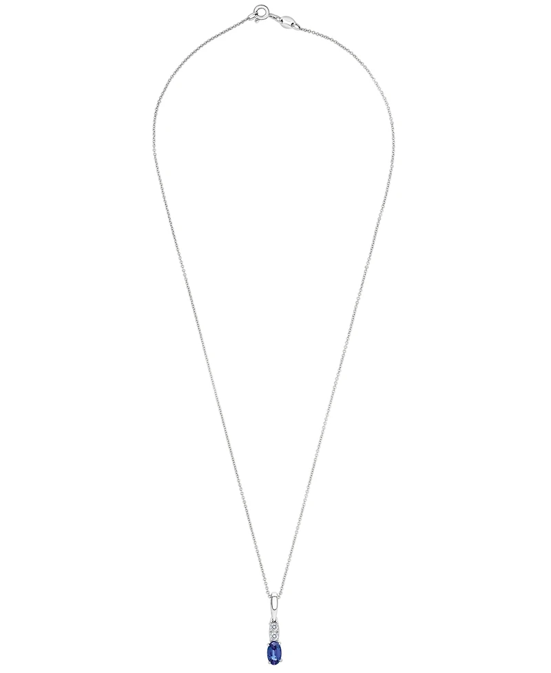Macy's 2-Piece Lab-Grown Blue Sapphire (3/4 ct. t.w.) & White Sapphire (1/5 ct. t.w.) Pendant Necklace & Earrings Set in Sterling Silver