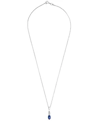 Macy's 2-Piece Lab-Grown Blue Sapphire (3/4 ct. t.w.) & White Sapphire (1/5 ct. t.w.) Pendant Necklace & Earrings Set in Sterling Silver