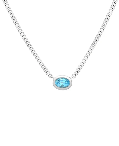 Macy's Blue Topaz (1/2 ct. t.w.) Bezel Oval Necklace in Sterling Silver