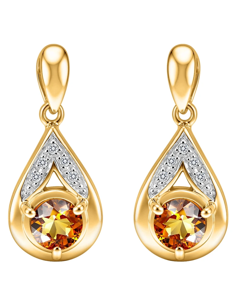 Macy's 2-Piece Citrine (7/8 ct. t.w.) Pendant Necklace & Matching Earrings Set in 14k Gold Over Sterling Silver