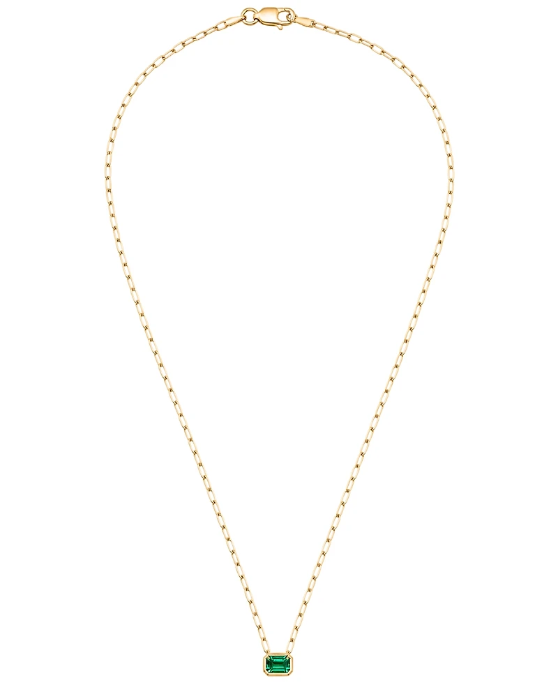 Macy's Lab-Grown Emerald (3/8 ct. t.w.) Pendant Necklace in 14k Gold Over Sterling Silver