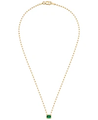 Macy's Lab-Grown Emerald (3/8 ct. t.w.) Pendant Necklace in 14k Gold Over Sterling Silver