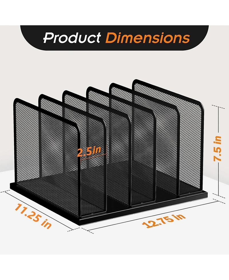Danrong Heavy Duty Steel Mesh Desk File Organizer Compartments Desktop Sorter for Home Office Classroom