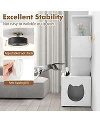 Ruie 56 Inch Tall Cat Litter Box Enclosure Cabinet with Storage Shelves