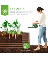 Best Choice Products 8x4x2feet Outdoor Metal Raised Garden Bed for Vegetables Flowers Herbs