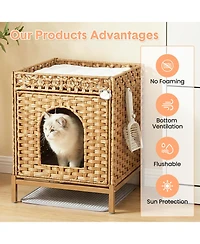 homfan Rattan Cat Litter Box Enclosure