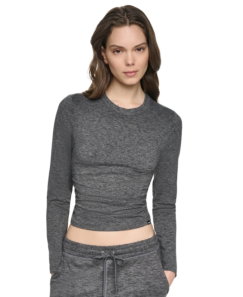 Dkny Sport Women's Crewneck Long-Sleeve Ruched Top