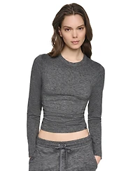 Dkny Sport Women's Crewneck Long-Sleeve Ruched Top