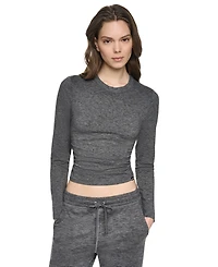 Dkny Sport Women's Crewneck Long-Sleeve Ruched Top