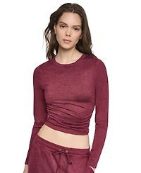 Dkny Sport Women's Crewneck Long-Sleeve Ruched Top