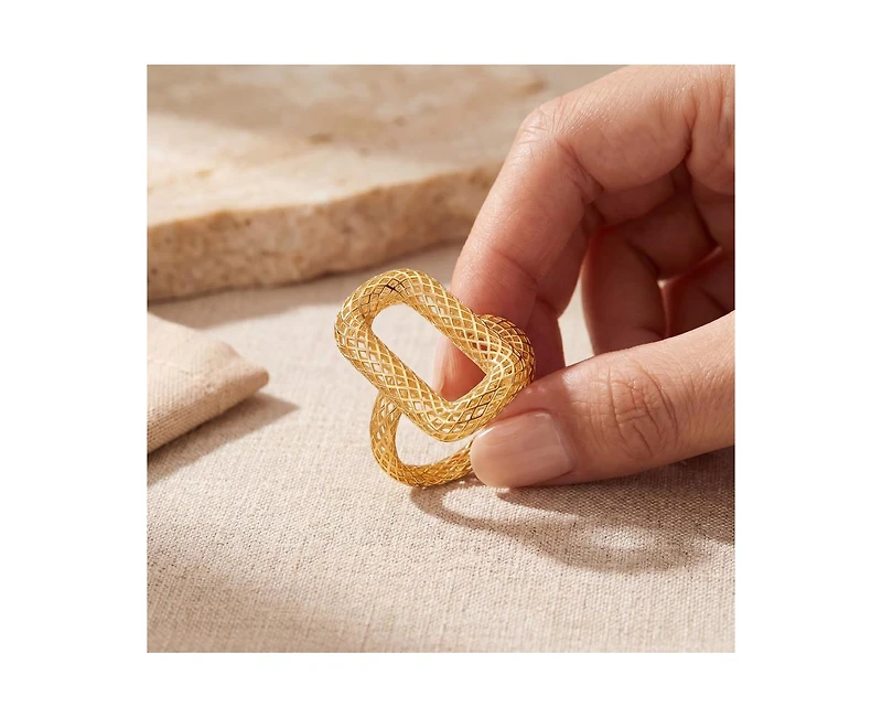 Rachel Glauber Radiant 14K Gold Plated Mesh Open Work Statement Ring