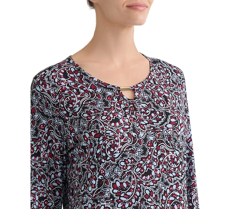 Jones New York Women's Printed Ity 3/4-Sleeve Top