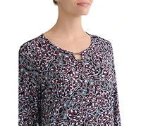 Jones New York Women's Printed Ity 3/4-Sleeve Top