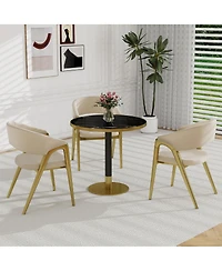 Streamdale Furniture Round Modern Dining Table 31.5 Inch Faux Marble Top Bistro Tulip Table