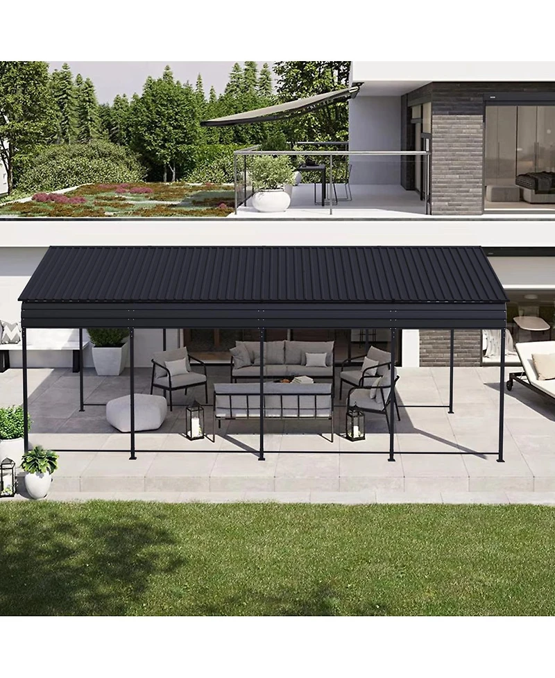 Streamdale Furniture 12x20 Feet Heavy Duty Metal Carport with Galvanized Steel Roof