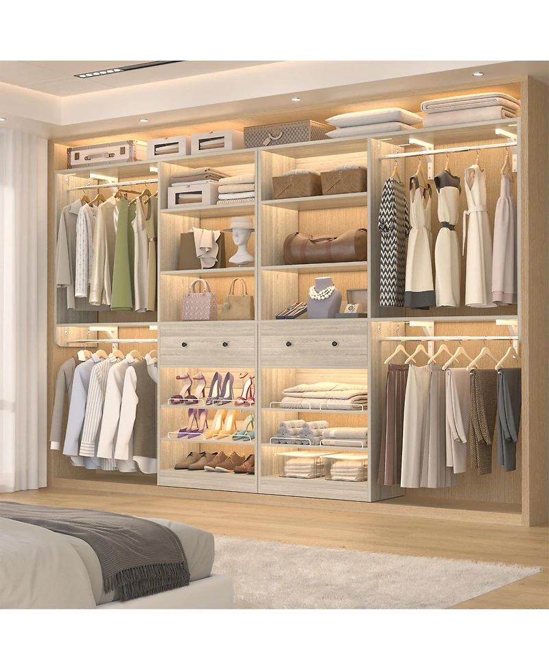 Aheaplus 5FT Reversible Wood Closet Organizer with 2 Hanging Rods and Shelf