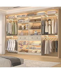 Aheaplus 5FT Reversible Wood Closet Organizer with 2 Hanging Rods and Shelf