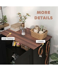 Ruie Dog Feeding Station Cabinet with Hidden Raised Bowls and Adjustable Panel
