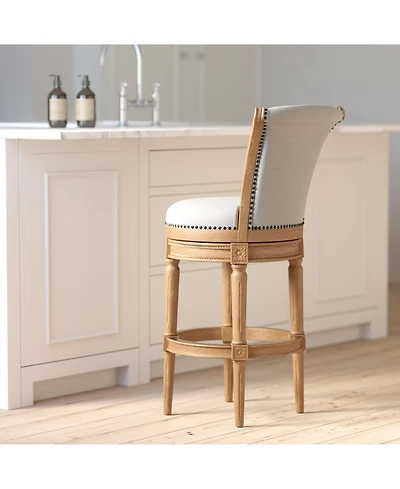 Clihome 1 Piece Inch Wood Bar-Height Swivel Barstool with High-Back