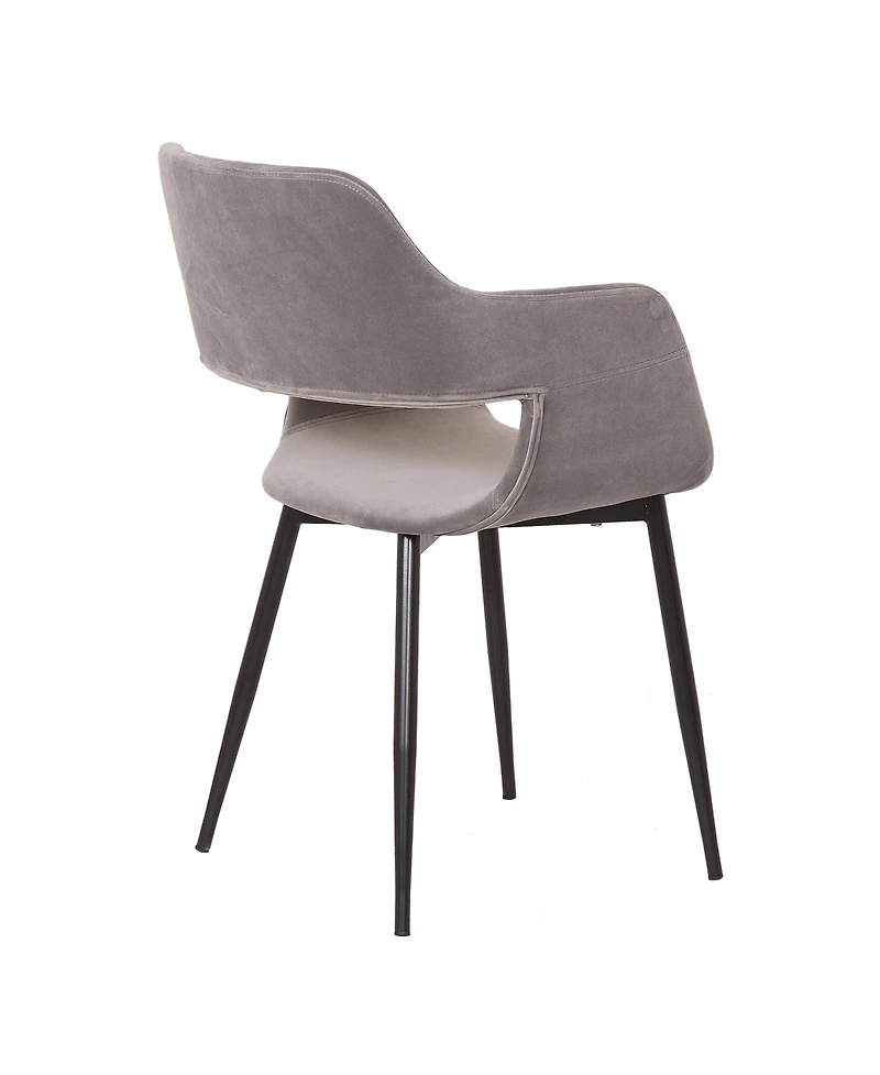 Clihome Velvet Dining Chair with Cutout, Modern Upholstered Arm Chair, Metal Leg Kitchen Chair