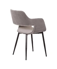 Clihome Velvet Dining Chair with Cutout, Modern Upholstered Arm Chair, Metal Leg Kitchen Chair