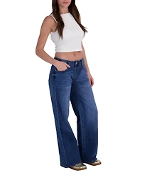Em & Cass Juniors' Low-Rise Wide-Leg Denim Jeans