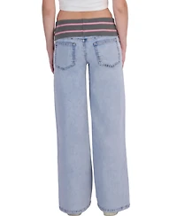 Em & Cass Juniors' Pull-On Low-Rise Wide-Leg Denim