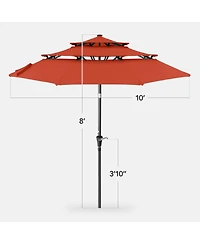 Best Choice Products 10 Feet 3-Tier Patio Umbrella, Market Sun Shade with Tilt Adjustment and Easy Crank
