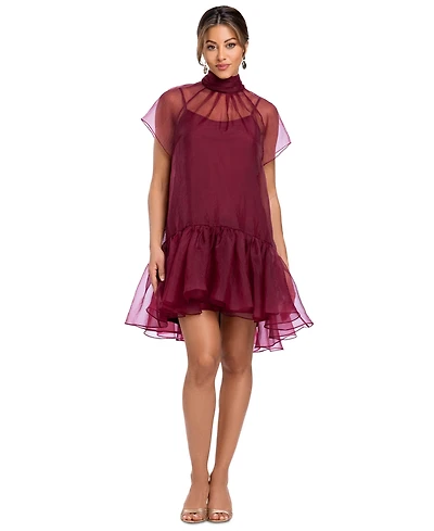 Xscape Women's Organza Mock Neck Shift Dress