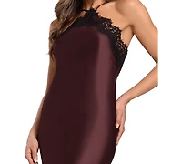 Xscape Women's Satin Lace Combination Halter Gown