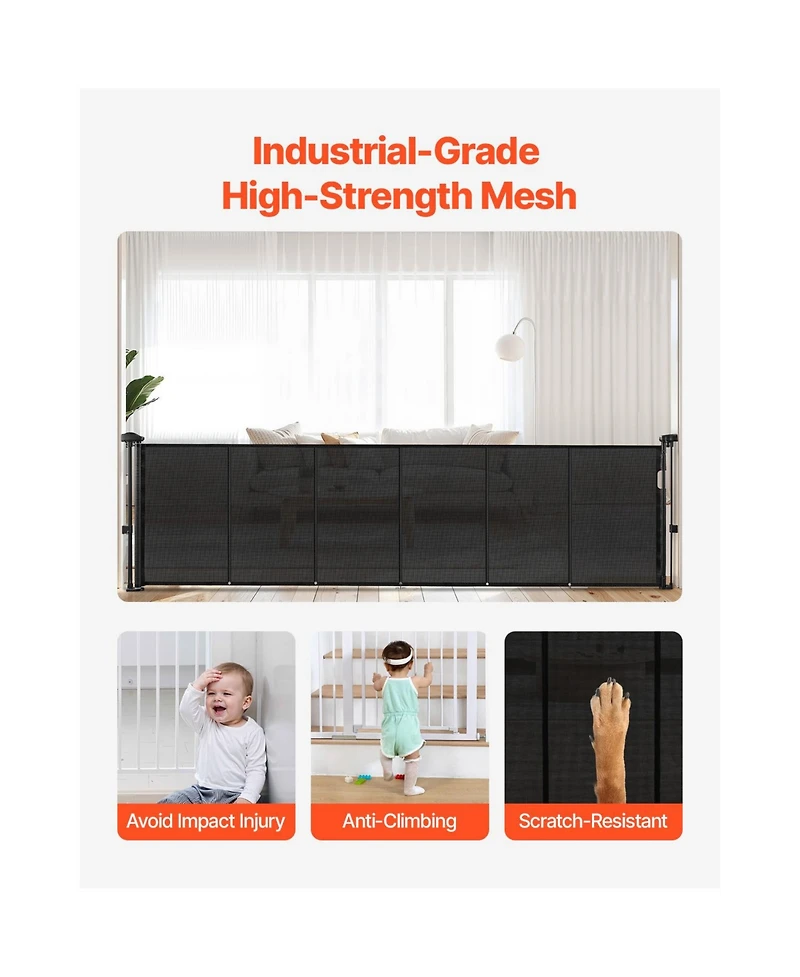 Ruie Retractable Mesh Baby Gate 34 in Tall Extends to 110 in Wide