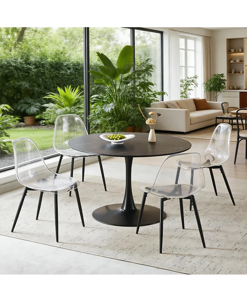 Streamdale Furniture 42.1" Marble Round Tulip Dining Table for 4-6 People
