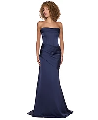 B Darlin Women's Strapless Front Drape Neck Ball Gown