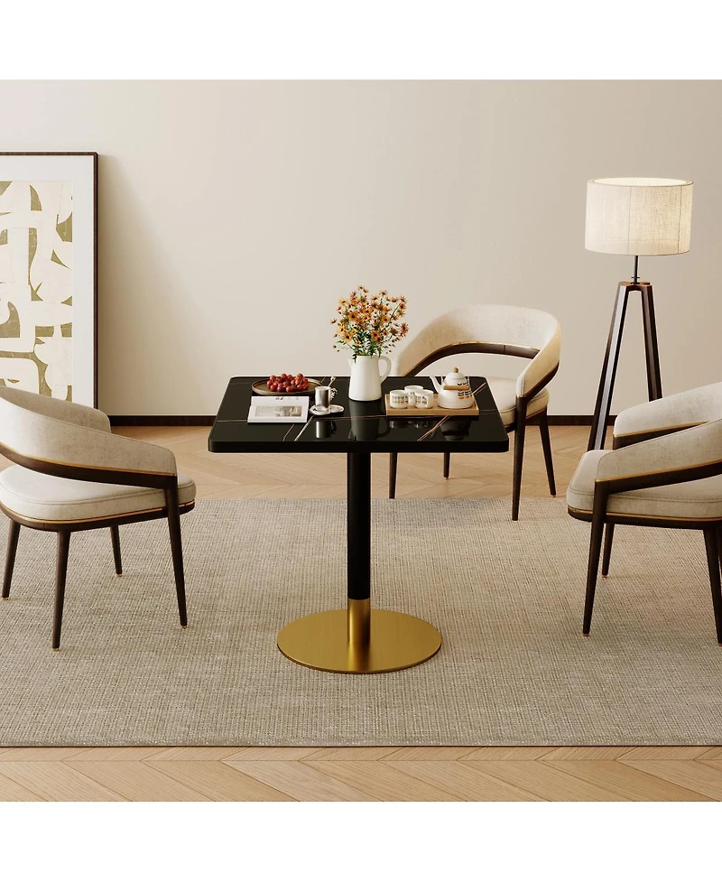 Streamdale 31.5'' Square Modern Faux Marble Tulip Bistro Table