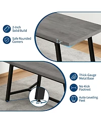 homfan Rectangular Wood Dining Table - 71" Modern Rustic Farmhouse Table with Curved Anti-Collision Edge and Recessed Footrest, Seats 6-8