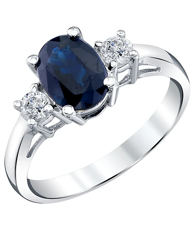 Macy's Sapphire (1-5/8 ct. t.w.) & Diamond (1/5 ct. t.w.) Ring in 14k White Gold