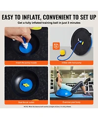 Vevor 23" Half Exercise Ball Trainer Yoga Balance Stability Ball Resistance Band